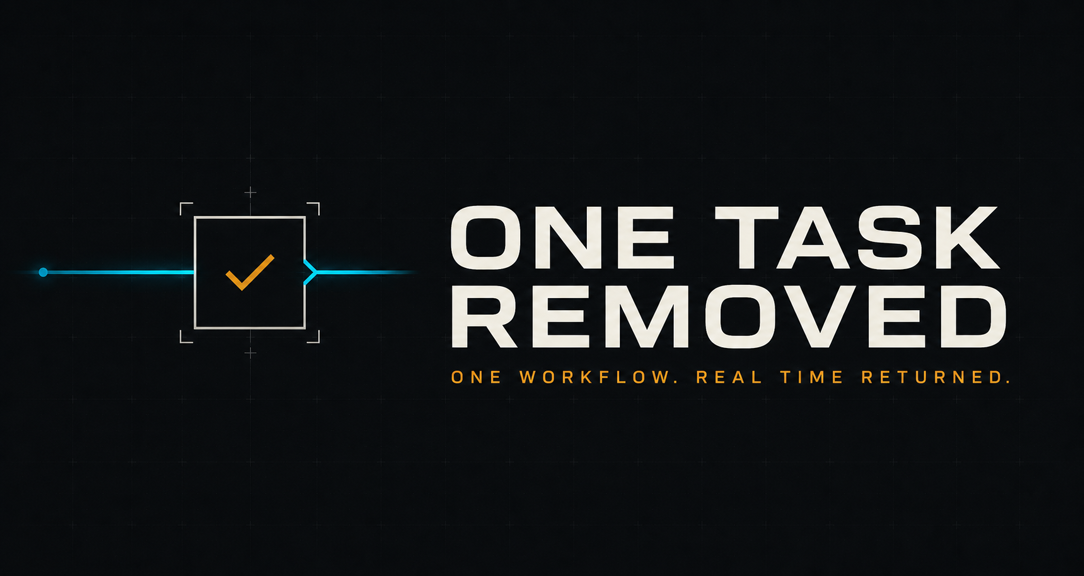 One Task Removed brand cover showing a workflow passing through a human approval gate
